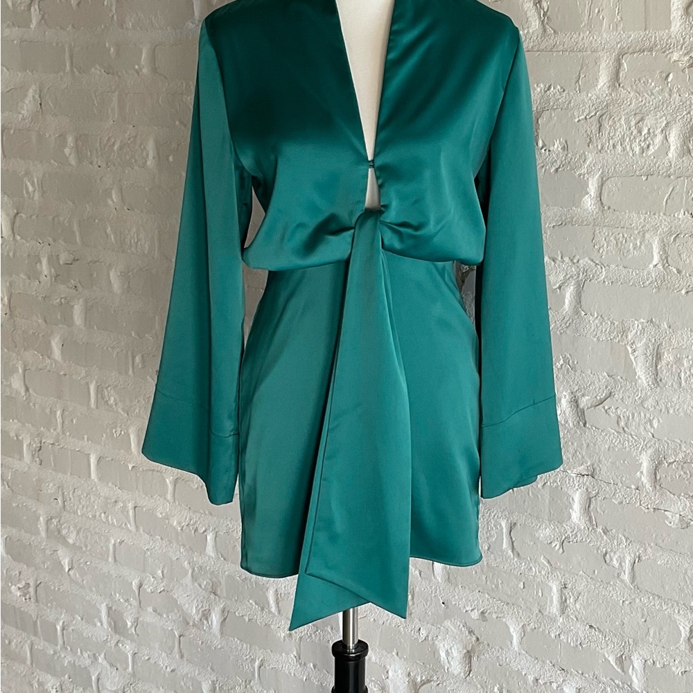Elegant Teal Satin Dress